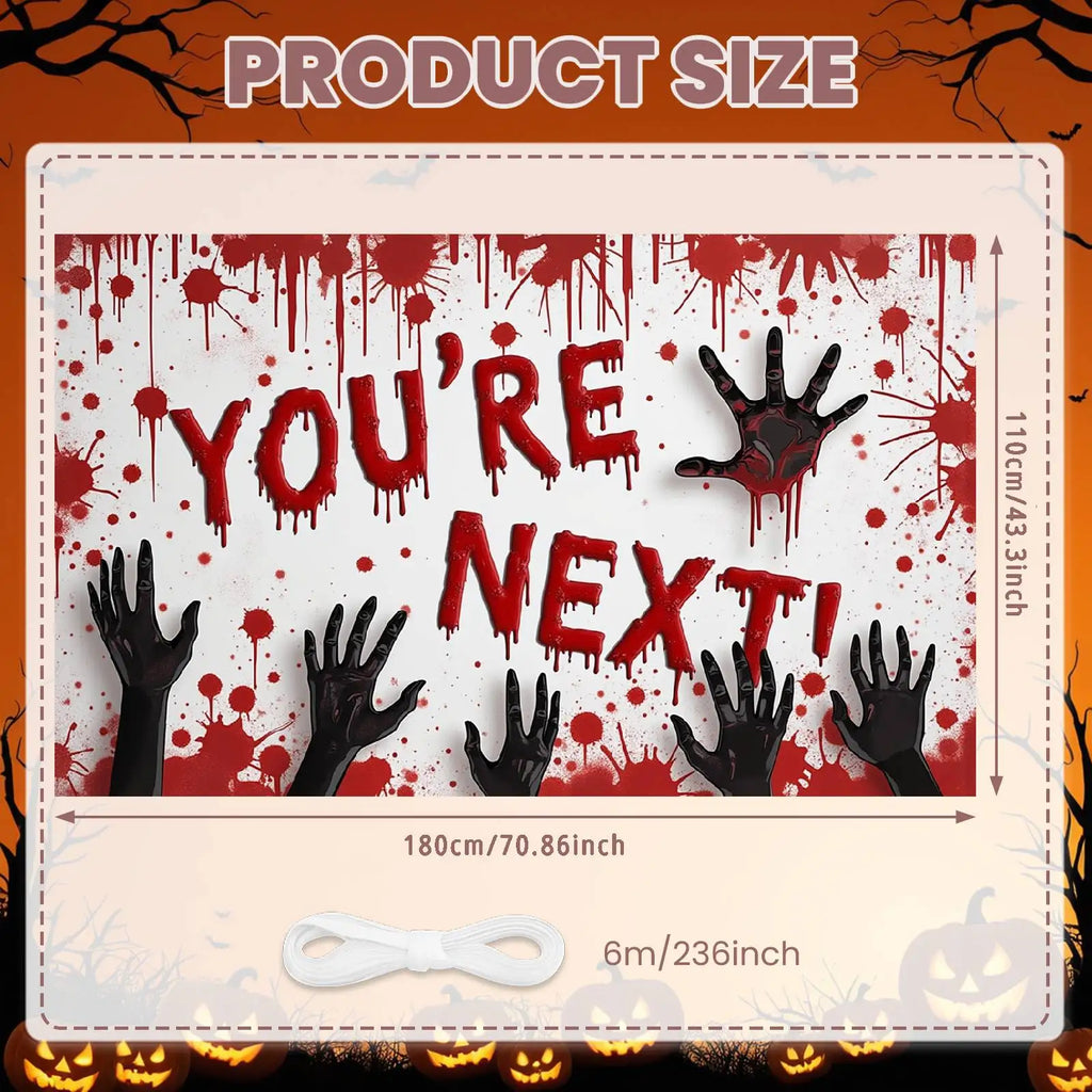Halloween Door Cover Banner ,DO NOT OPEN Sign Scary Theme Decor for Halloween Horror Party Spooky Witch and Zombie Theme Wall D