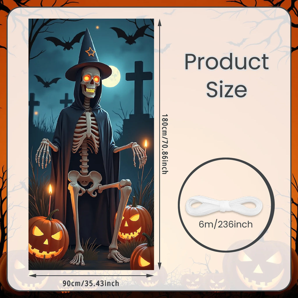 Halloween Door Cover Banner ,DO NOT OPEN Sign Scary Theme Decor for Halloween Horror Party Spooky Witch and Zombie Theme Wall D