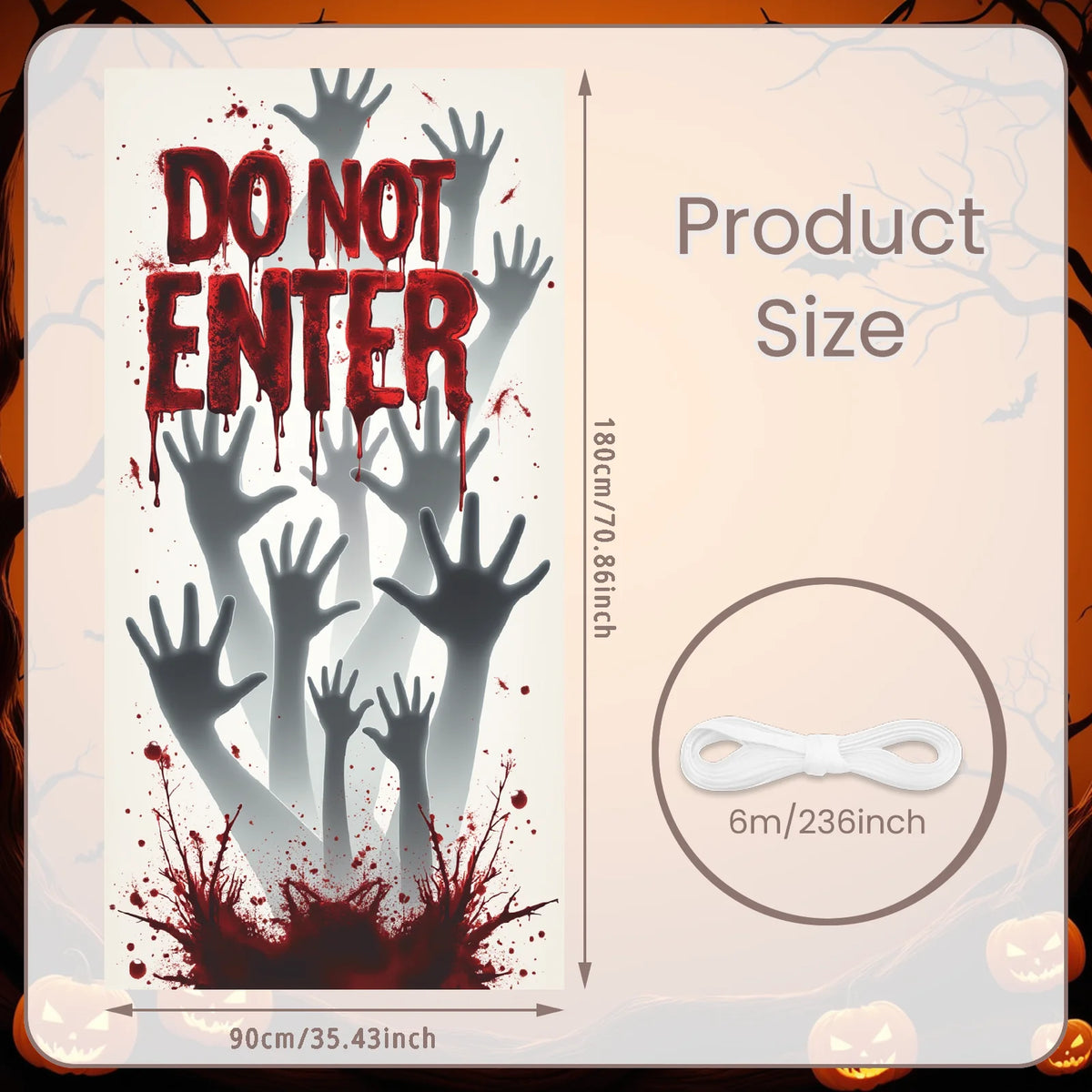 Halloween Door Cover Banner ,DO NOT OPEN Sign Scary Theme Decor for Halloween Horror Party Spooky Witch and Zombie Theme Wall D