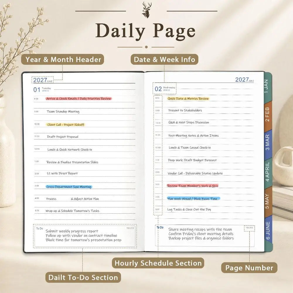 2027 Planner Agenda Planner Weekly Monthly Planner 160 Pages, Daily Time Log Notebook Time Management Self Discipline Journal