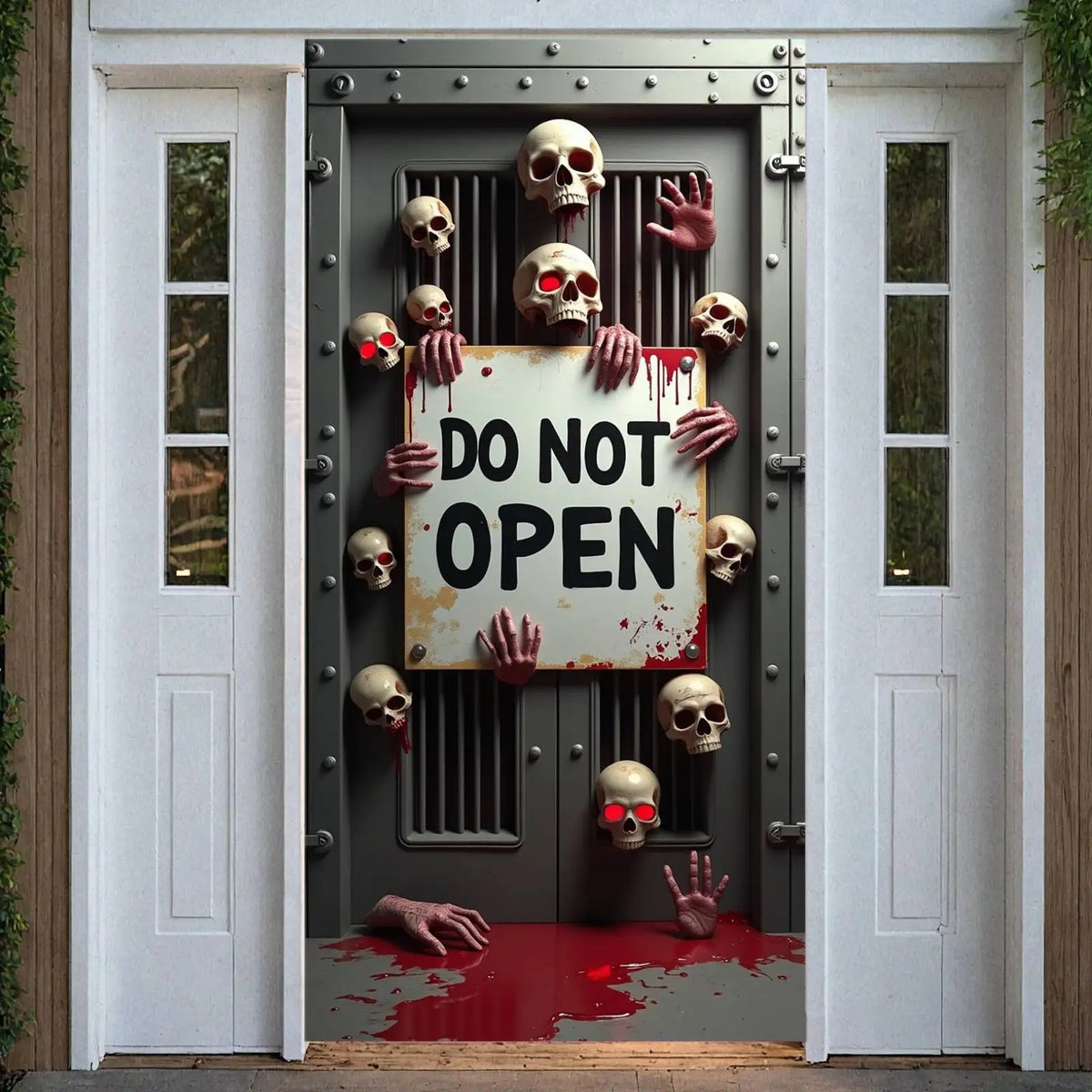 Halloween Door Cover Banner ,DO NOT OPEN Sign Scary Theme Decor for Halloween Horror Party Spooky Witch and Zombie Theme Wall D