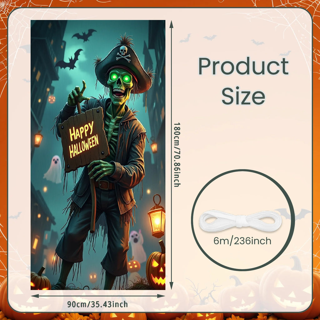 Halloween Door Cover Banner ,DO NOT OPEN Sign Scary Theme Decor for Halloween Horror Party Spooky Witch and Zombie Theme Wall D