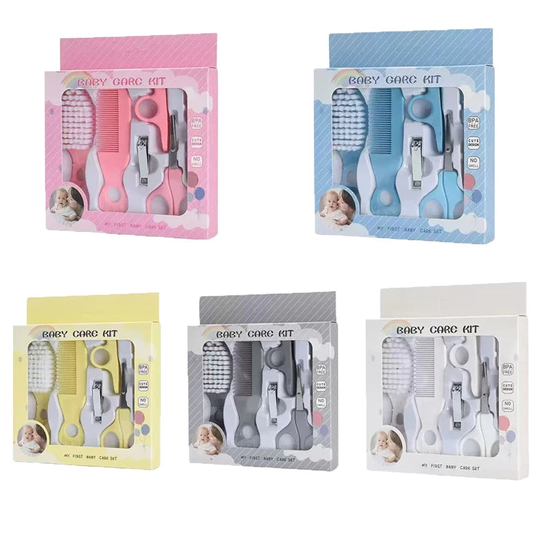 Baby Grooming Kit Baby Care Set BPA Free Cute Design Comb Brush Nail Clippers Scissors Safe Newborn Infant Grooming Tools