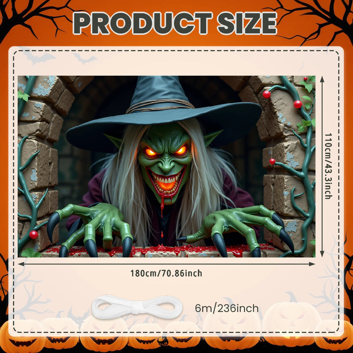 Halloween Door Cover Banner ,DO NOT OPEN Sign Scary Theme Decor for Halloween Horror Party Spooky Witch and Zombie Theme Wall D