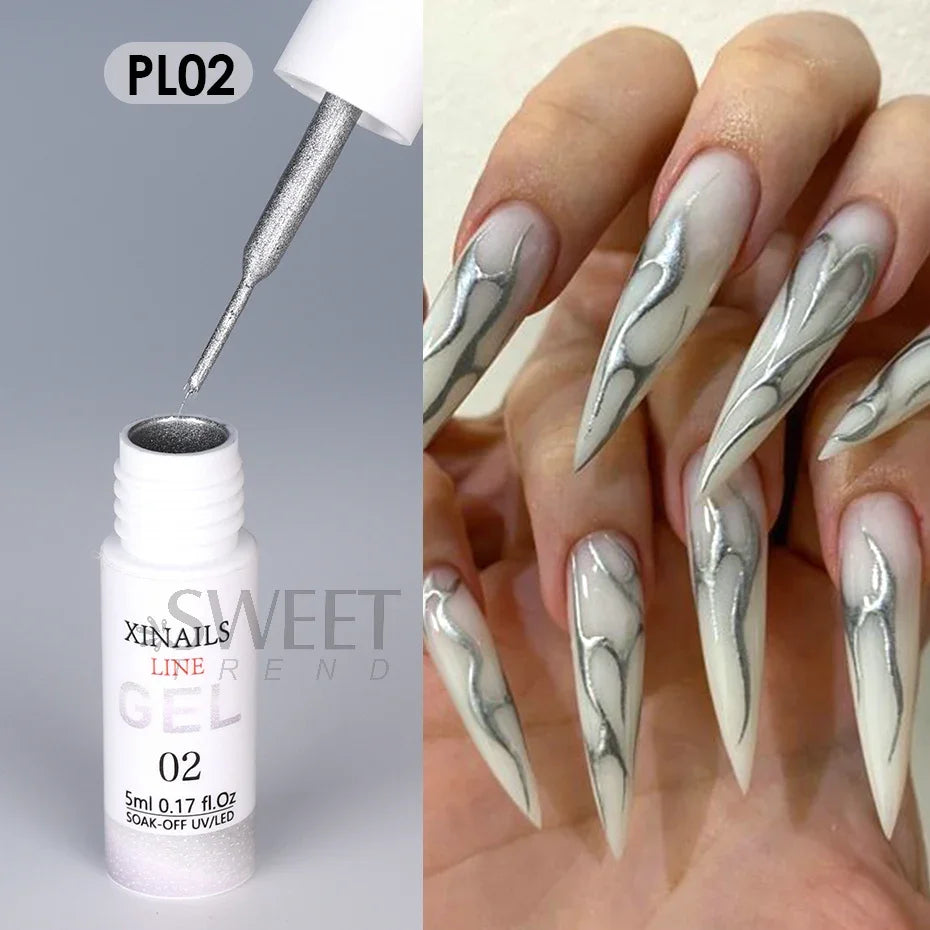 5ml Liner Gel Nail Polish Wire Silk Pen With Brush Black White Semi Permanent Painting Graffiti Tools Drawing Manicure Varnishes