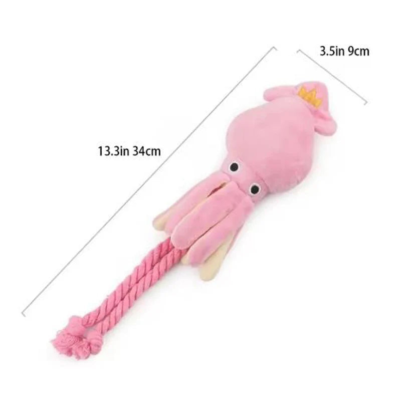 Dog toys; cat toys; sound-emitting cotton rope octopus; durable chew toys for cleaning teeth; interactive pet toys.