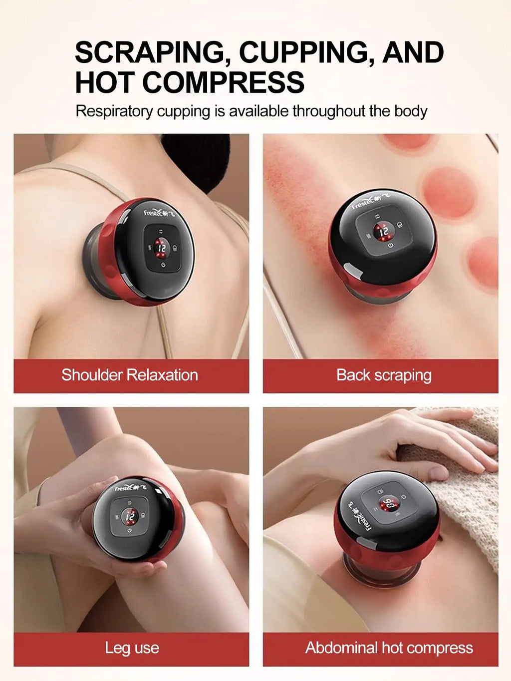 Electric Vacuum Cupping, Scraping, Skin Massage Device, Body Heating, Scraping, Suction Cup Treatment Set, Health and Portabilit