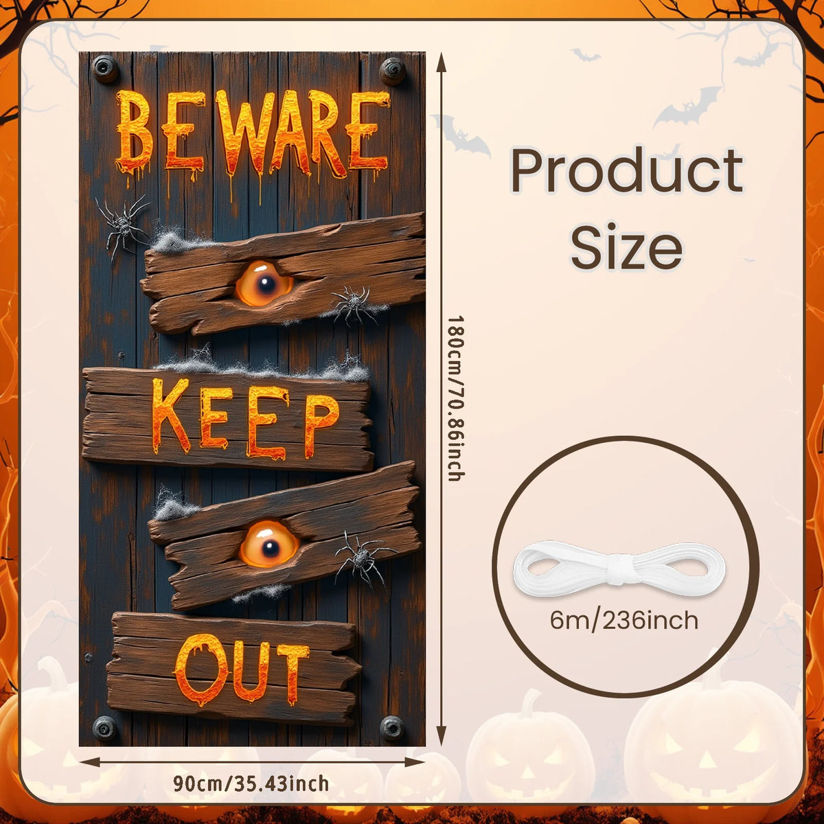 Halloween Door Cover Banner ,DO NOT OPEN Sign Scary Theme Decor for Halloween Horror Party Spooky Witch and Zombie Theme Wall D