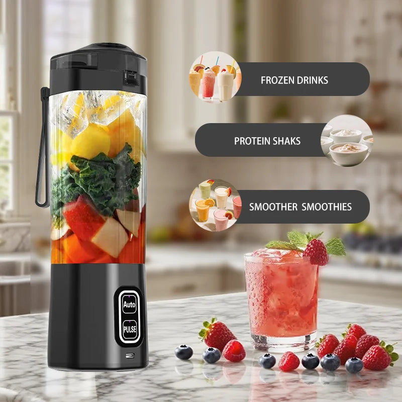 Portable Electric Juice Maker Blender 700ML USB Rechargeable Fruit Mixer 6 Blades Juicer for Shakes Smoothies Fresh Juicing Cup