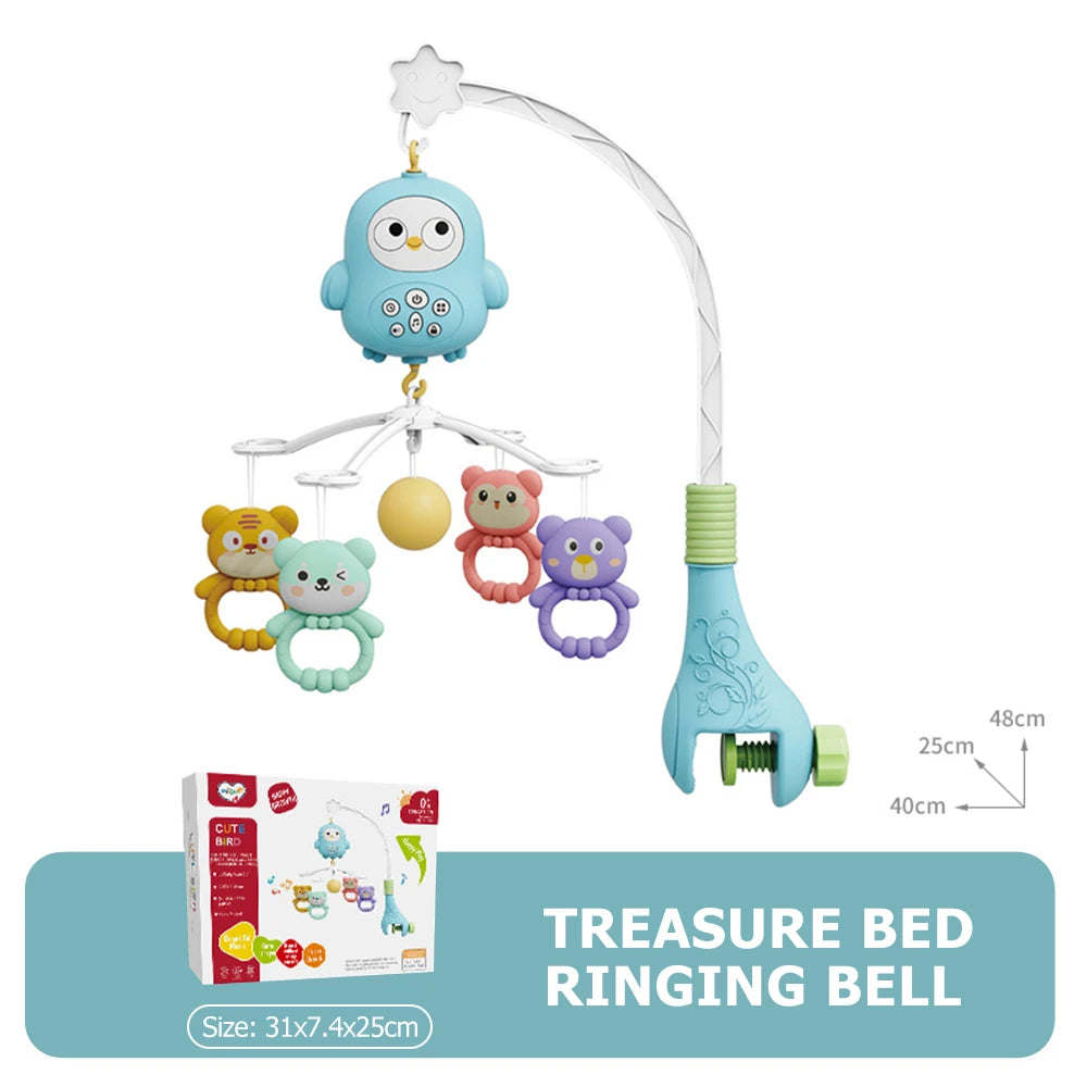 Baby Crib Mobile with Projector and Night Light, Remote Control Musical Rotating Toy with Soothing Lullabies for Newborns
