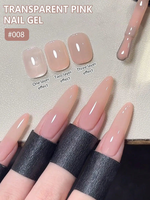 15ML Transparent Pink Gel Nail Polish Long-Lasting Nail Polish Gel Soaked Led/UV Gel Nail Polish Nail Salon Home Female Gifts