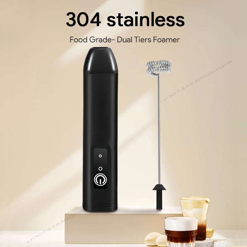 Electric Milk Frother USB Rechargeable Handheld Egg Beater 3 Speeds Foam Maker Mixer Coffee Drink Frothing Wand Foamer Kitchen