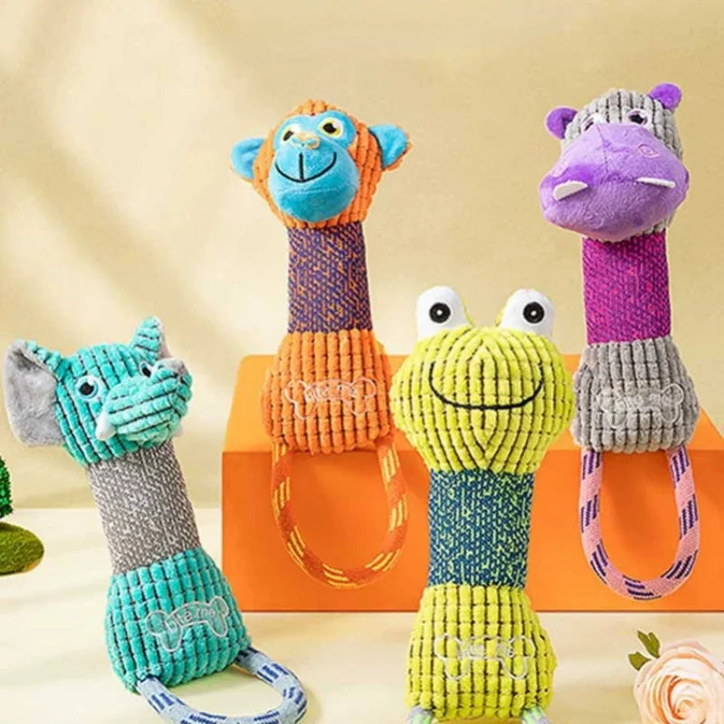 Dog Toy Animals Shape Bite Resistant Squeaky Toys Corduroy Dog Toys for Small Large Dogs Puppy Pets Training Accessories
