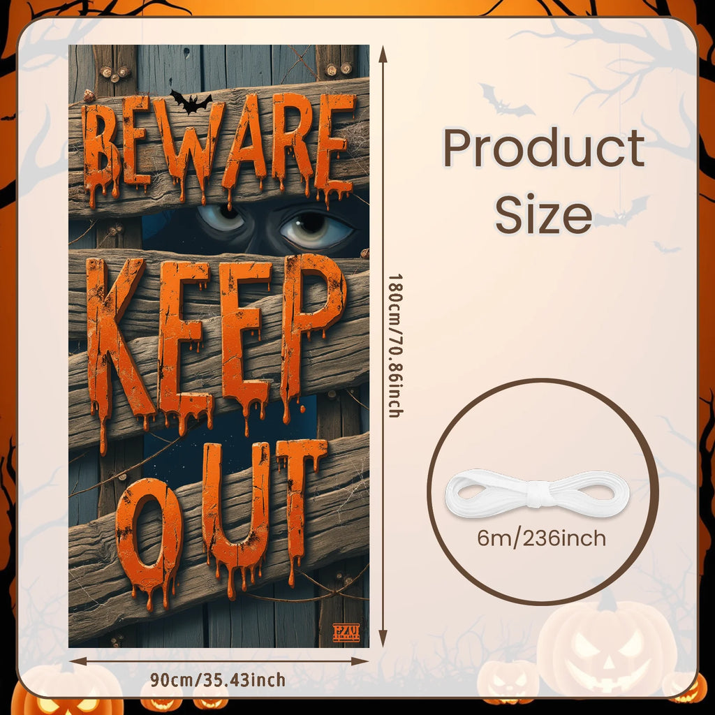 Halloween Door Cover Banner ,DO NOT OPEN Sign Scary Theme Decor for Halloween Horror Party Spooky Witch and Zombie Theme Wall D