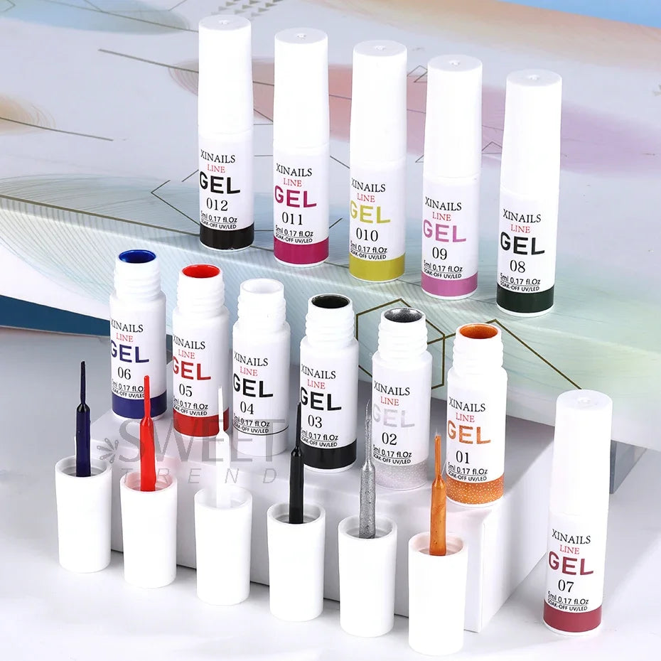 5ml Liner Gel Nail Polish Wire Silk Pen With Brush Black White Semi Permanent Painting Graffiti Tools Drawing Manicure Varnishes