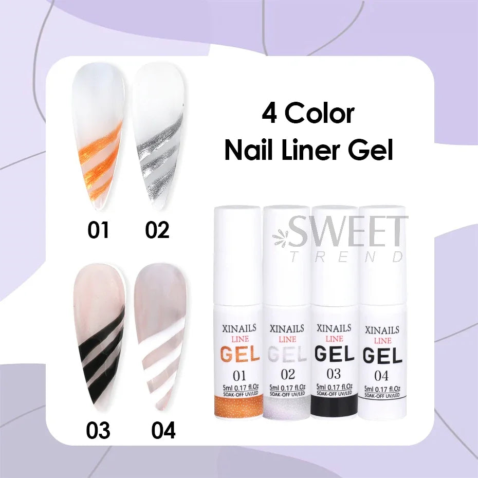 5ml Liner Gel Nail Polish Wire Silk Pen With Brush Black White Semi Permanent Painting Graffiti Tools Drawing Manicure Varnishes