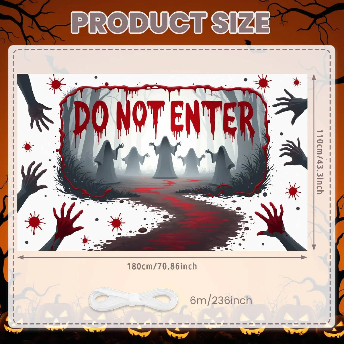 Halloween Door Cover Banner ,DO NOT OPEN Sign Scary Theme Decor for Halloween Horror Party Spooky Witch and Zombie Theme Wall D