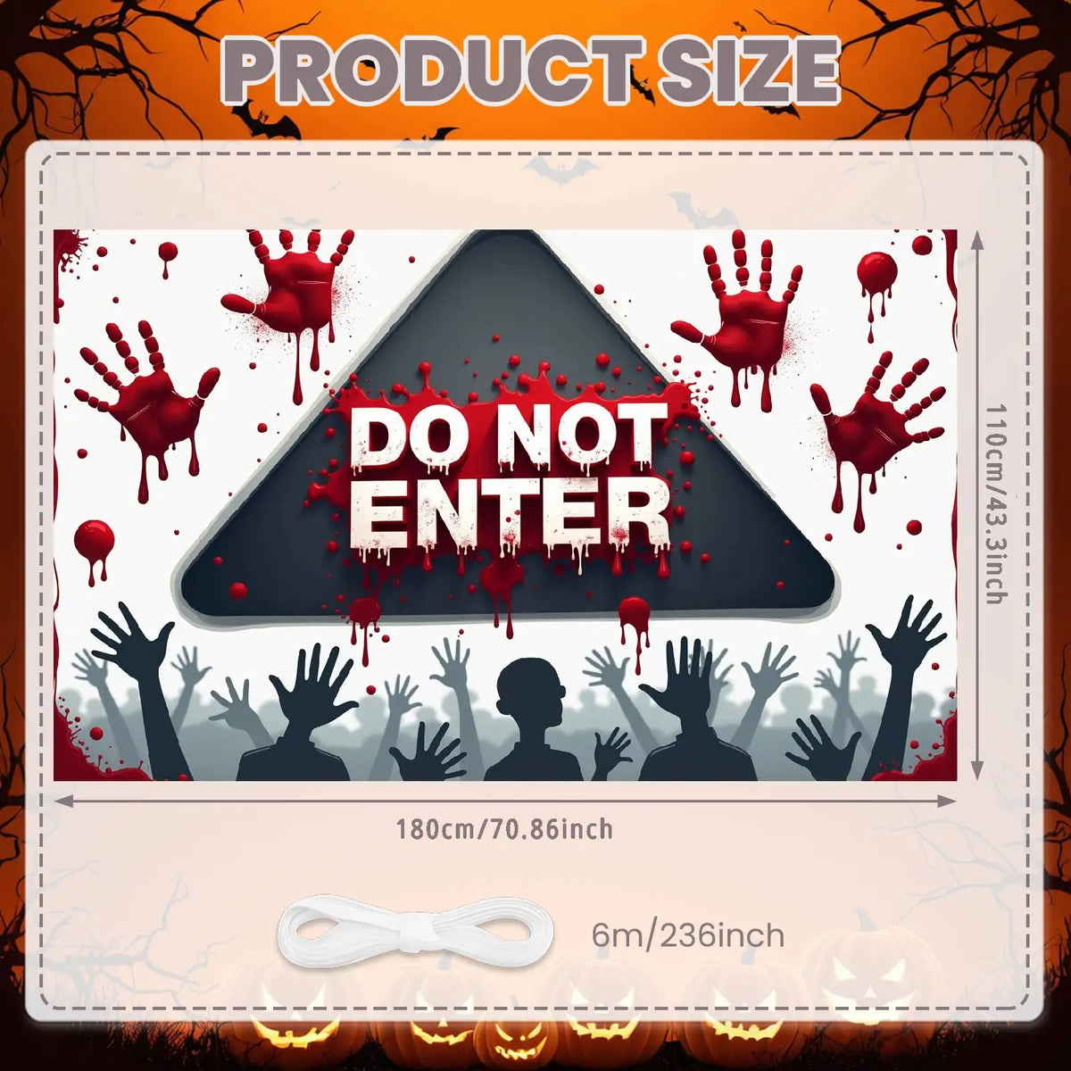 Halloween Door Cover Banner ,DO NOT OPEN Sign Scary Theme Decor for Halloween Horror Party Spooky Witch and Zombie Theme Wall D