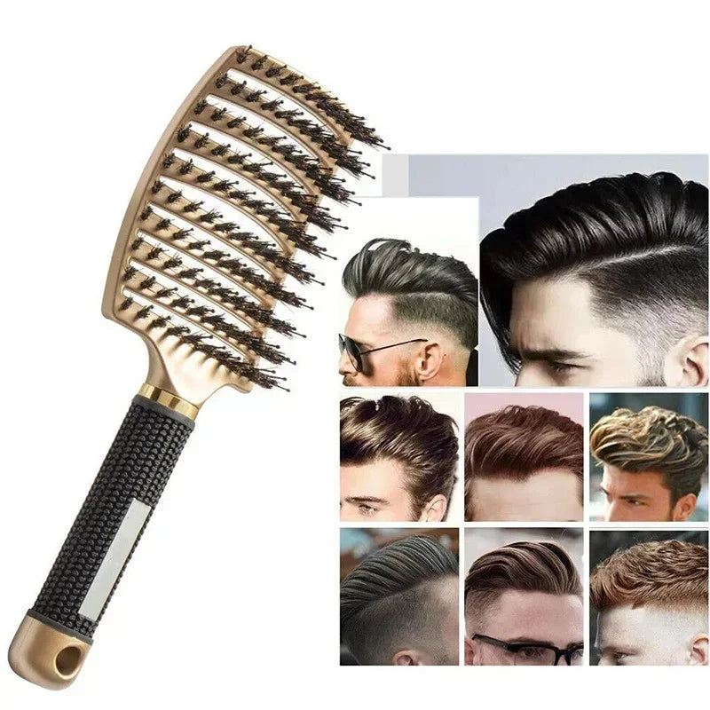 Hair Brush Scalp Massage Comb Hairbrush Boar Bristle Nylon Women Wet Curly Detangle Hair Brush Salon Hairdressing Styling Tool