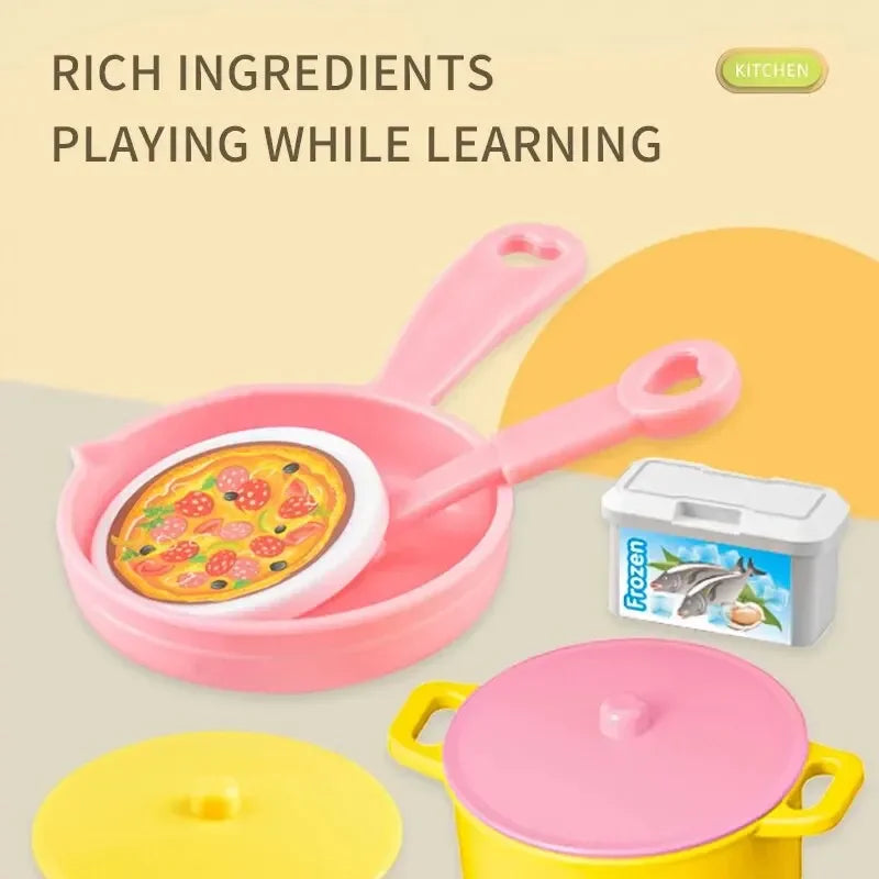 Mini Kitchen Counter Play Set DIY Simulated Cooking Food Tableware Play House Role Play Pretend Game Toy Gift Kid Boy Children
