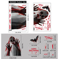 Halloween Static Cling Stickers Scary Ghost Woman Bloody Handprint Window Decals Spooky Party Home Decor Horror Decorations