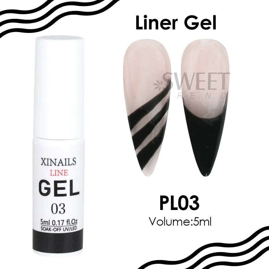 5ml Liner Gel Nail Polish Wire Silk Pen With Brush Black White Semi Permanent Painting Graffiti Tools Drawing Manicure Varnishes