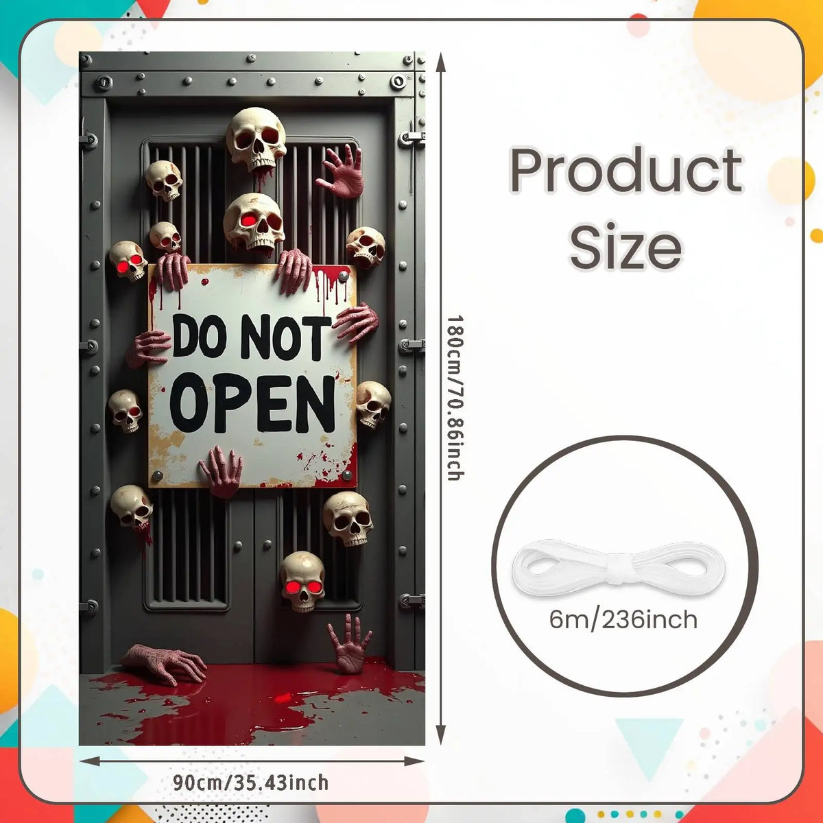 Halloween Door Cover Banner ,DO NOT OPEN Sign Scary Theme Decor for Halloween Horror Party Spooky Witch and Zombie Theme Wall D