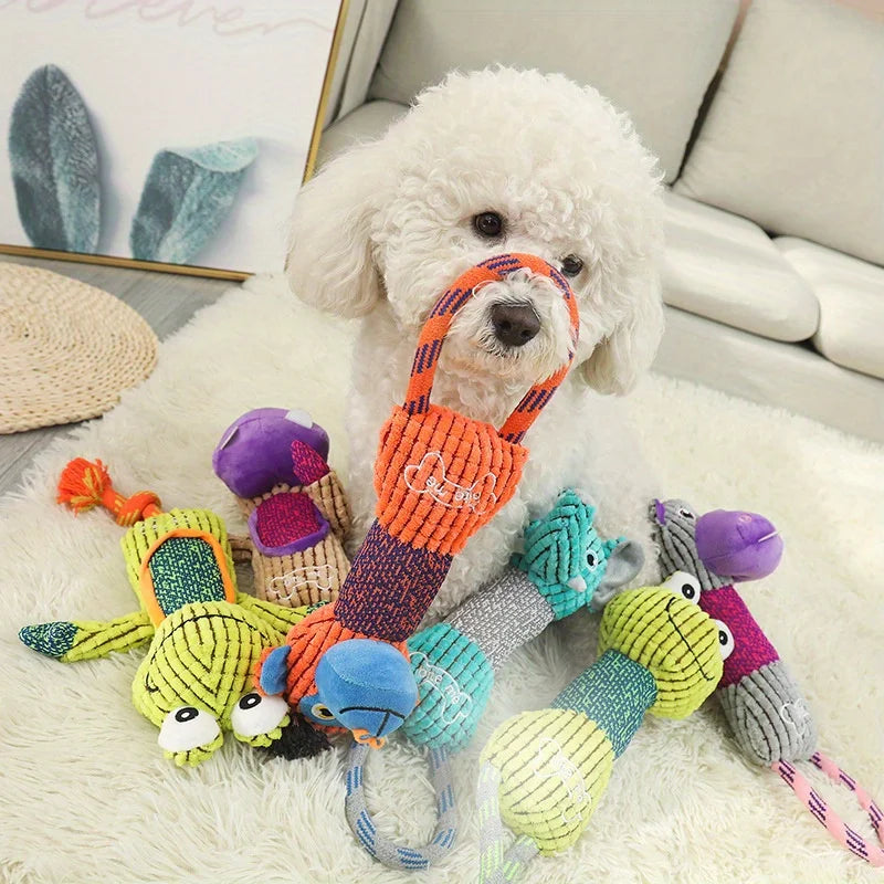 Dog Toy Animals Shape Bite Resistant Squeaky Toys Corduroy Dog Toys for Small Large Dogs Puppy Pets Training Accessories