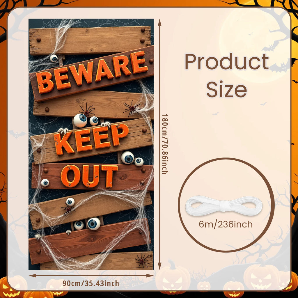 Halloween Door Cover Banner ,DO NOT OPEN Sign Scary Theme Decor for Halloween Horror Party Spooky Witch and Zombie Theme Wall D
